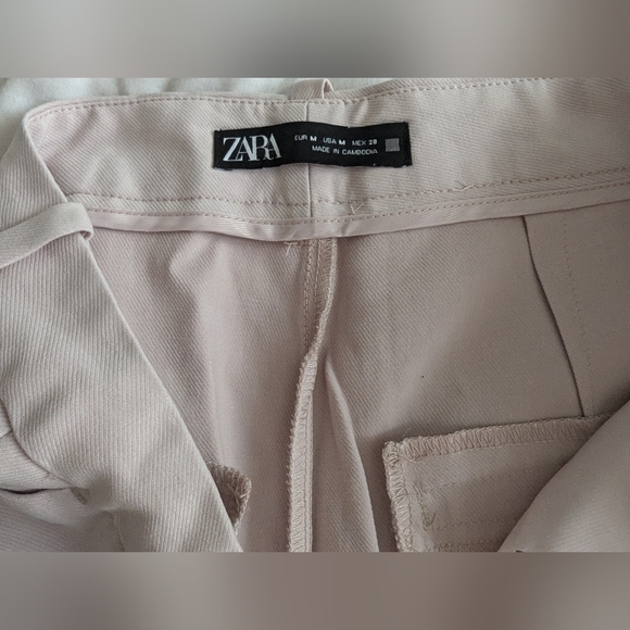 Zara Straight Leg Dress Pants Light Cream - Picture 3 of 4